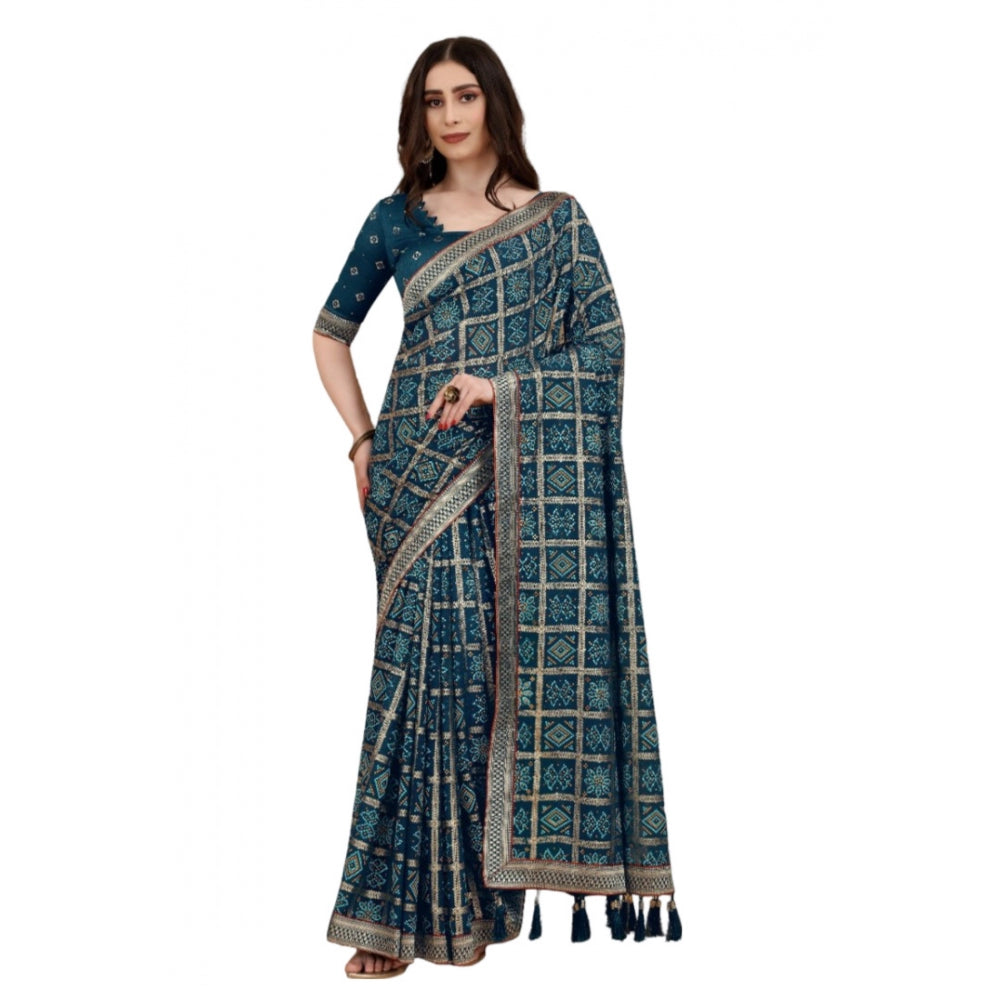   Soft Silk Printed Saree With Unstitched Blouse