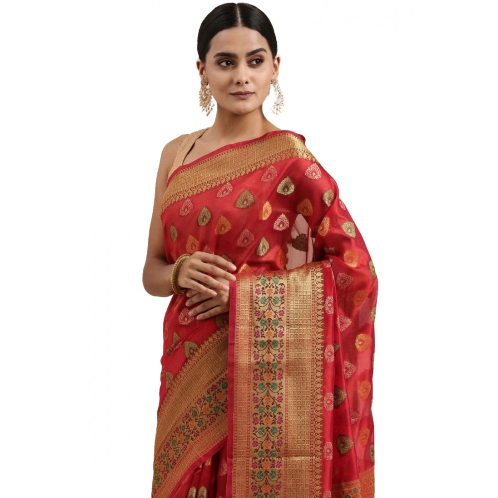   Organza Printed Saree With Unstitched Blouse