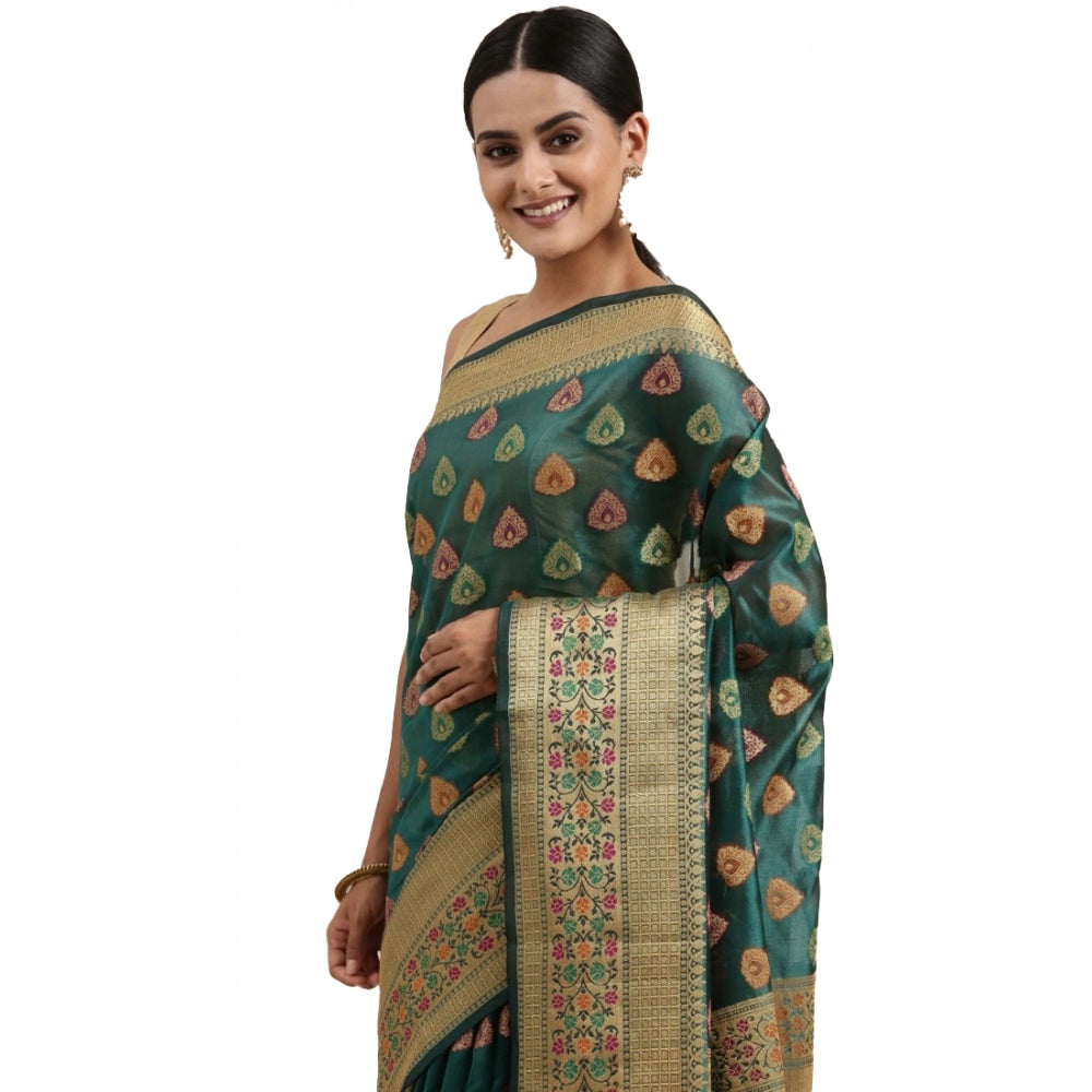   Organza Printed Saree With Unstitched Blouse