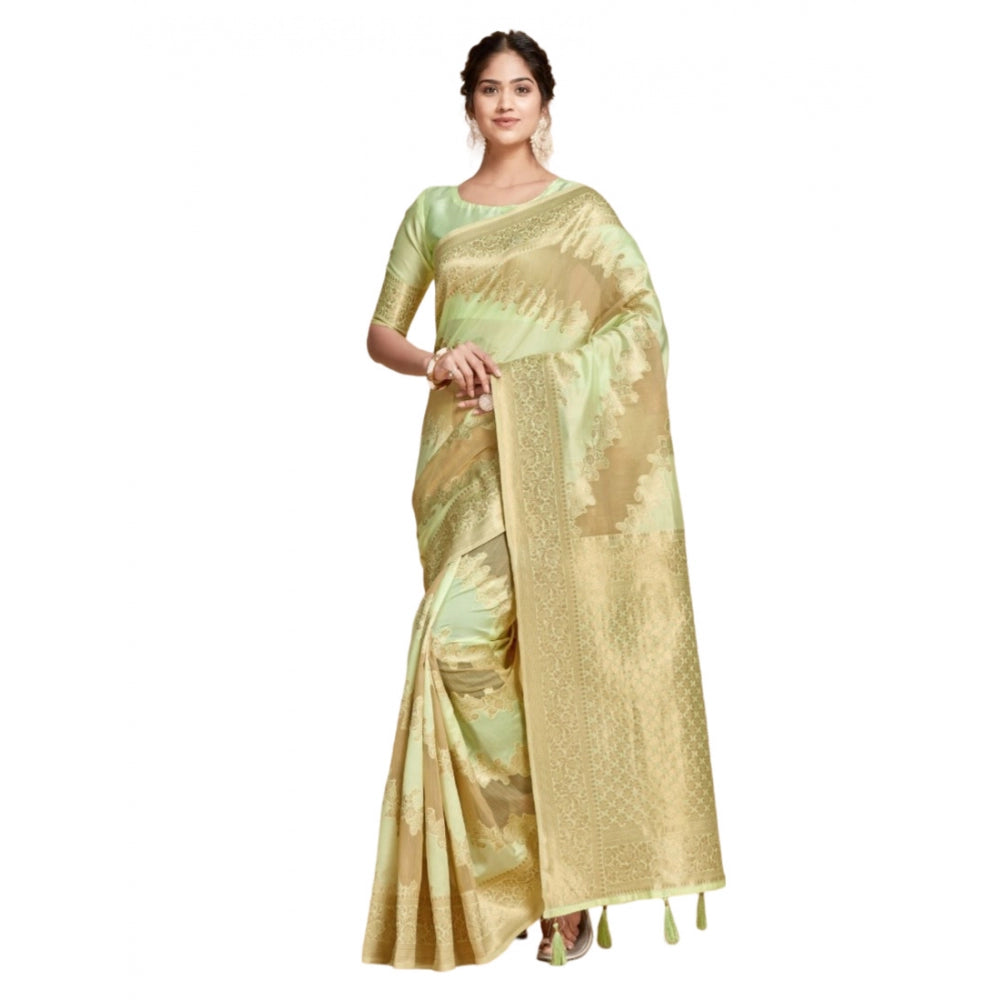   Linen Printed Saree With Unstitched Blouse