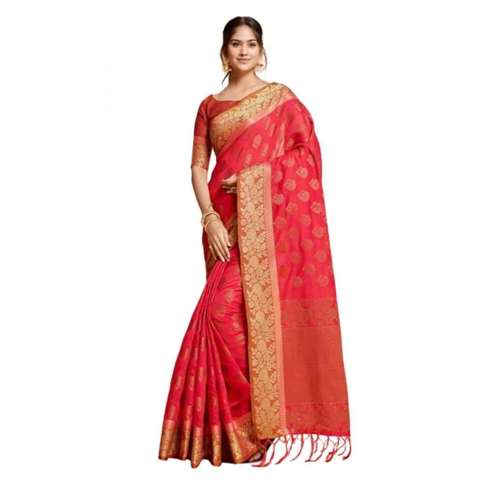   Chanderi Cotton Printed Saree With Unstitched Blouse