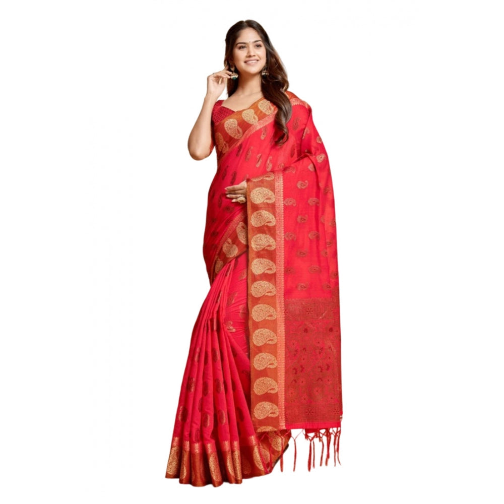   Chanderi Cotton Printed Saree With Unstitched Blouse