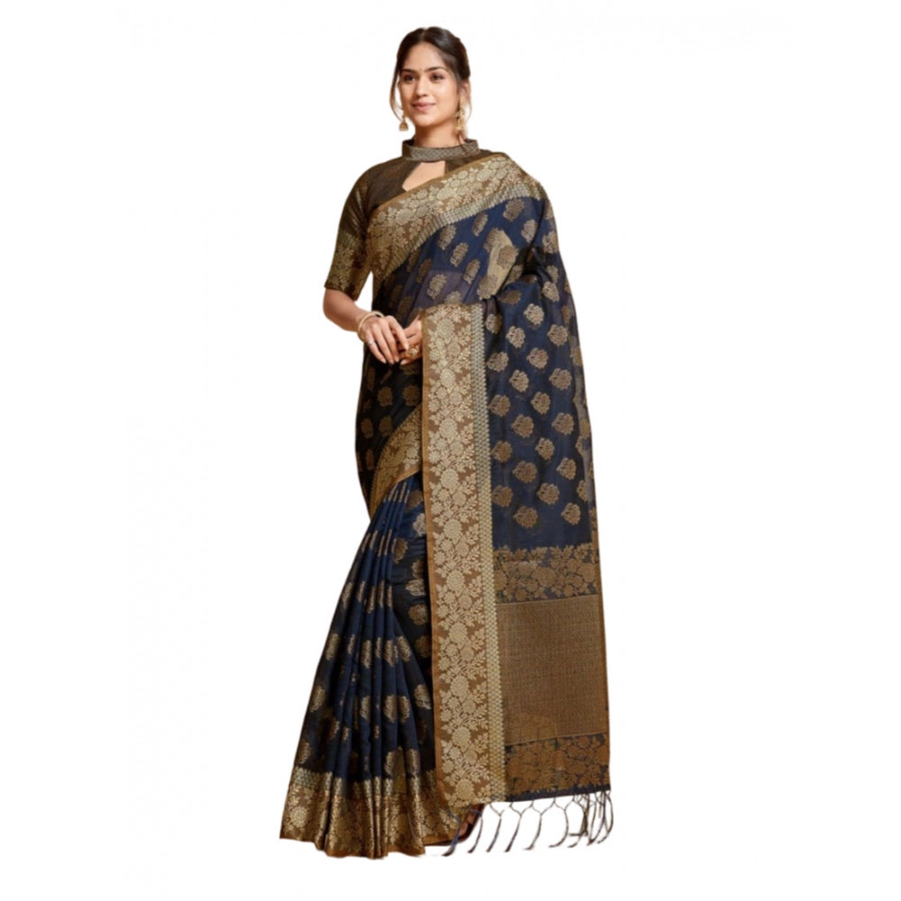   Chanderi Cotton Printed Saree With Unstitched Blouse