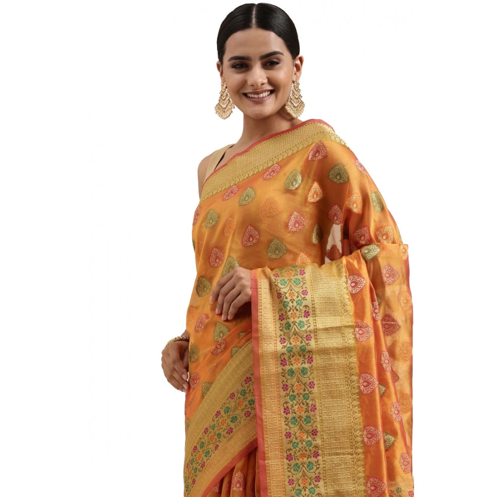   Organza Printed Saree With Unstitched Blouse