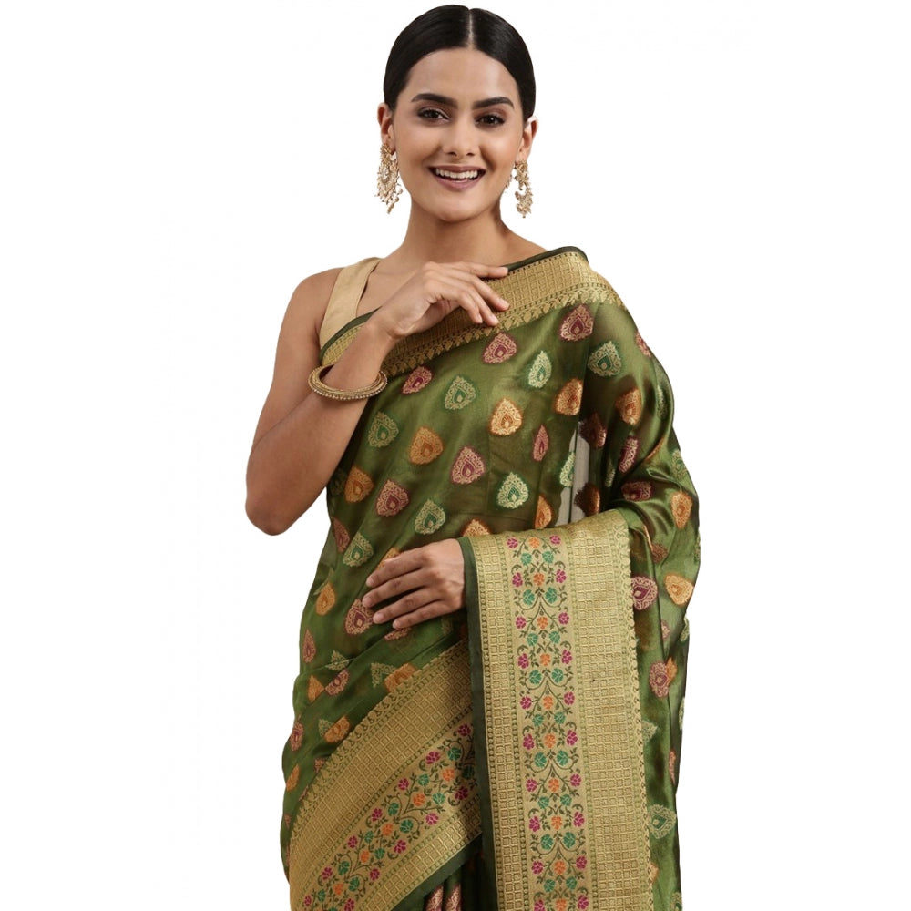   Organza Printed Saree With Unstitched Blouse