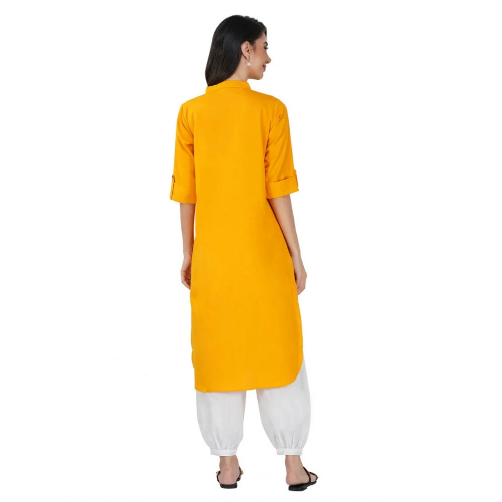 Casual Cotton Solid 3-4 Sleeve Kurti