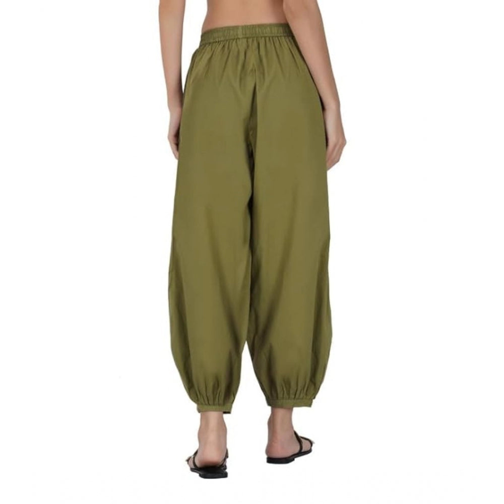 Casual Cotton Cambric Solid Elastic Waist Patiala Harem Pants