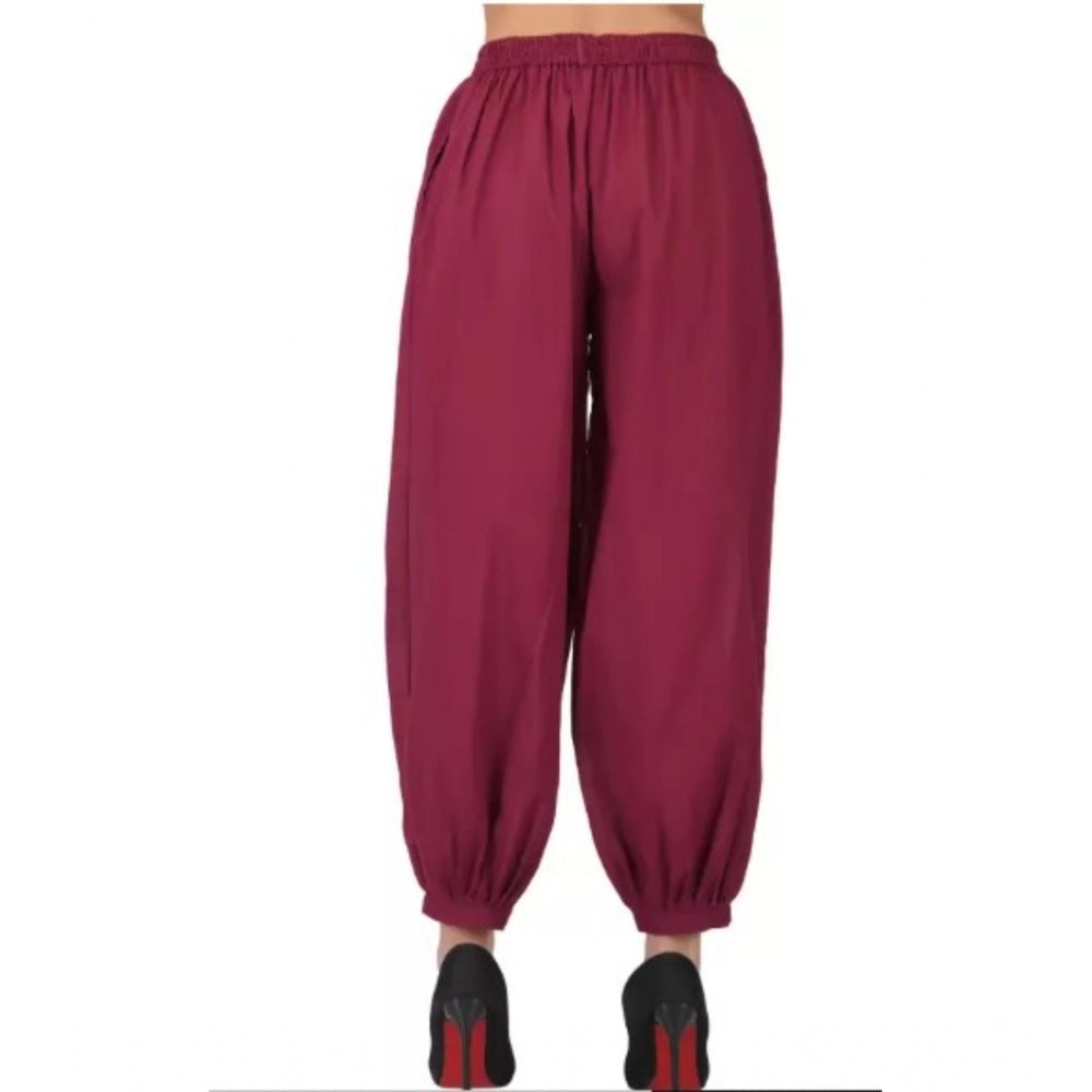 Casual Cotton Cambric Solid Elastic Waist Patiala Harem Pants