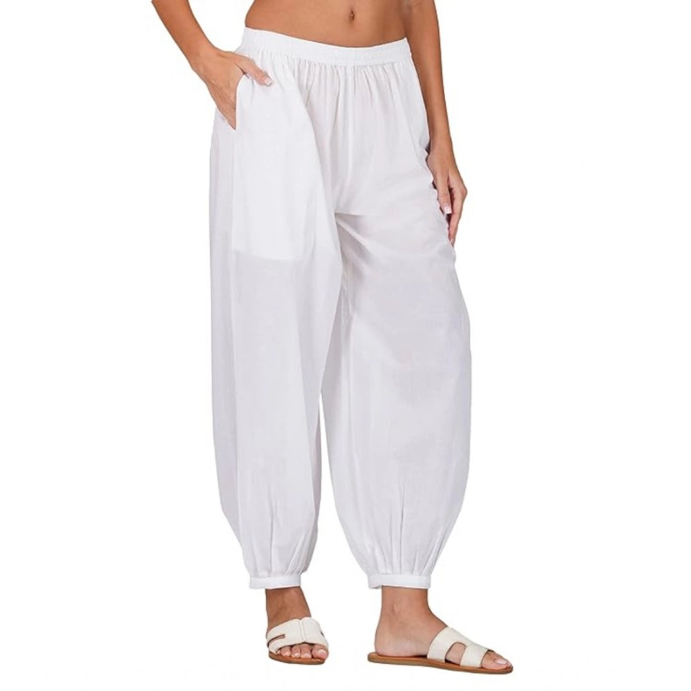 Casual Cotton Cambric Solid Elastic Waist Patiala Harem Pants