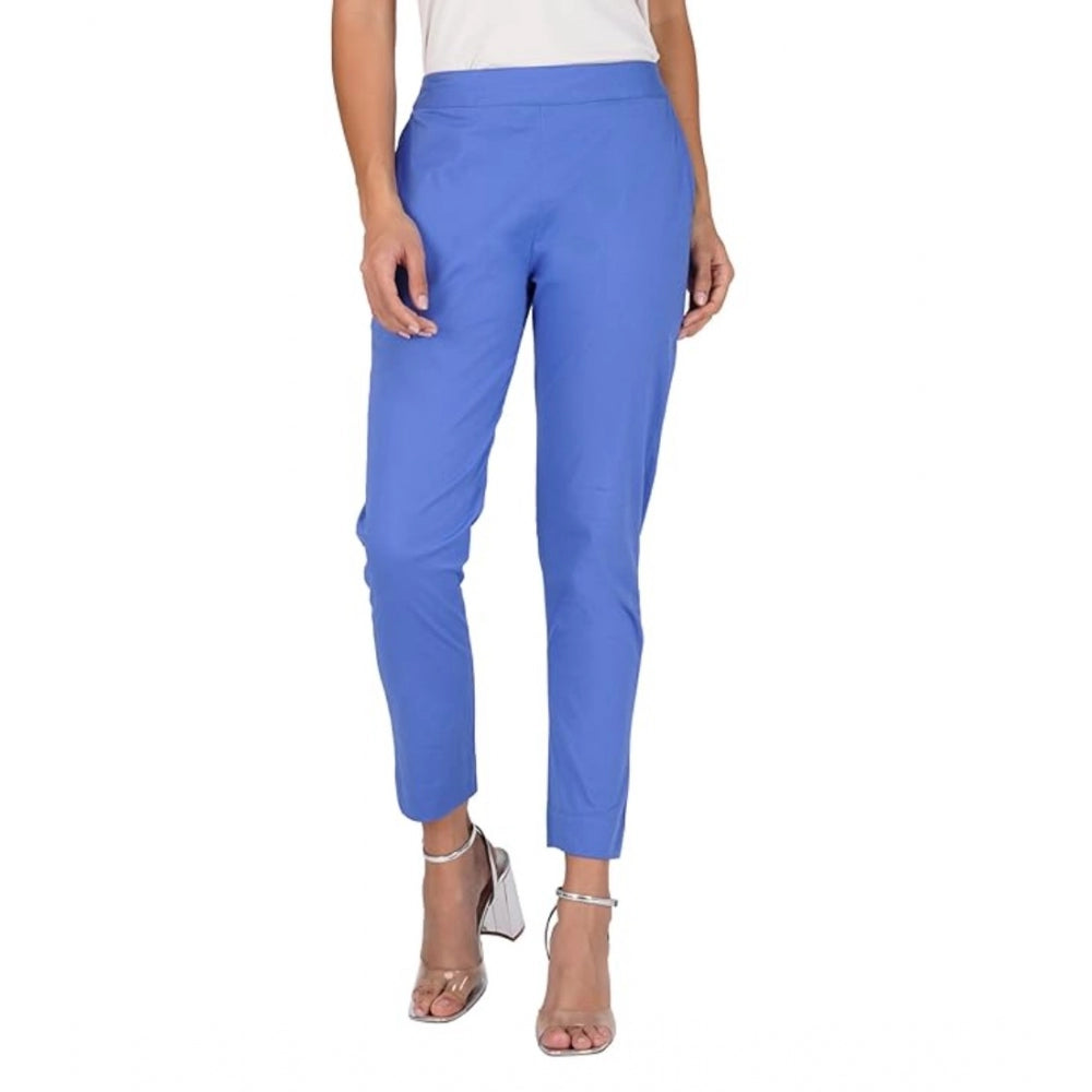 Casual Cotton Lycra Solid Trouser Pants