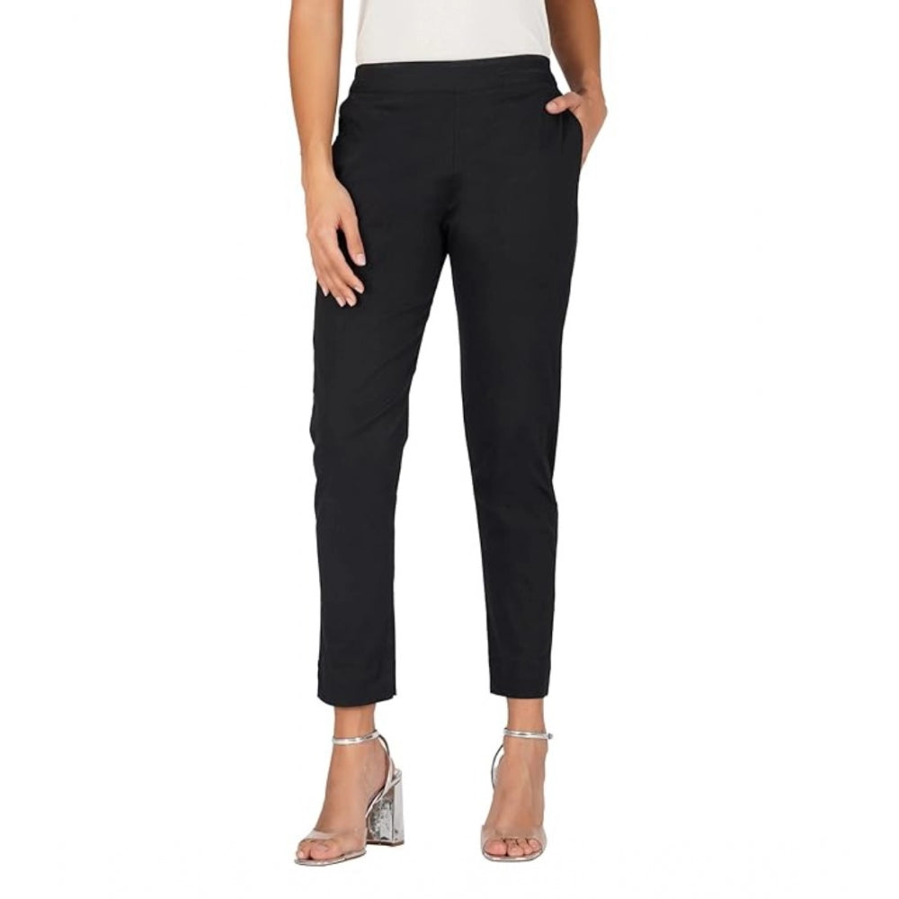 Casual Cotton Lycra Solid Trouser Pants