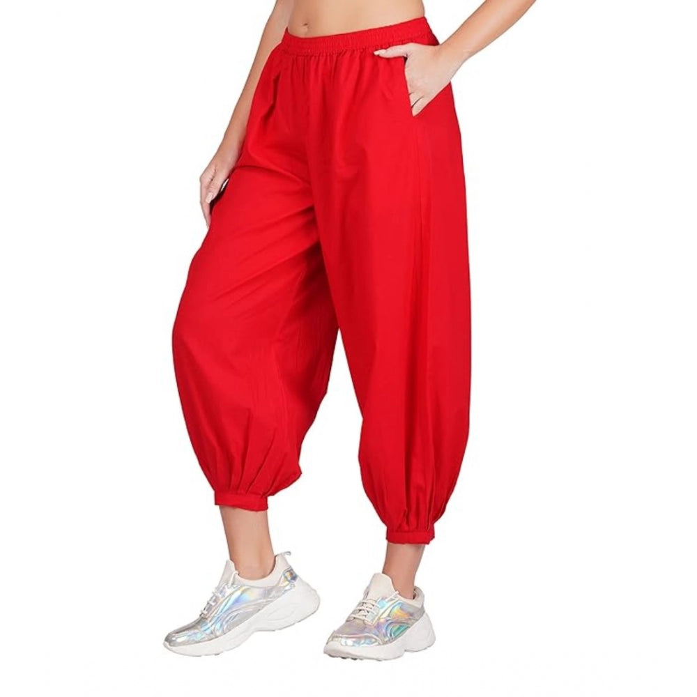 Casual Cotton Cambric Solid Elastic Waist Patiala Harem Pants