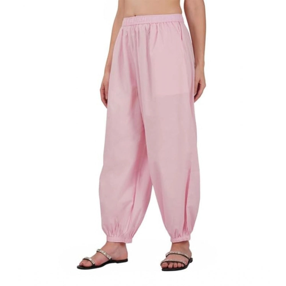 Casual Cotton Cambric Solid Elastic Waist Patiala Harem Pants