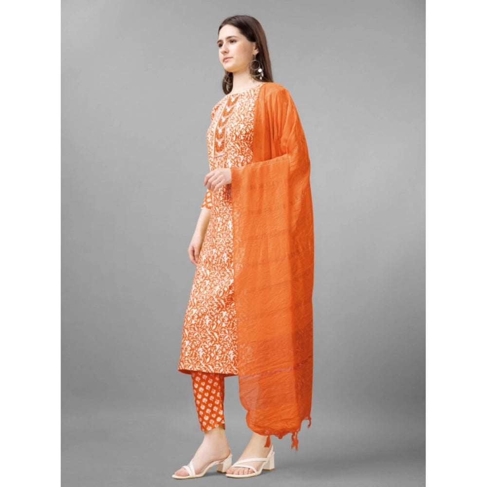 Casual 3-4 th Sleeve Embroidery Rayon Kurti Pant Dupatta Set