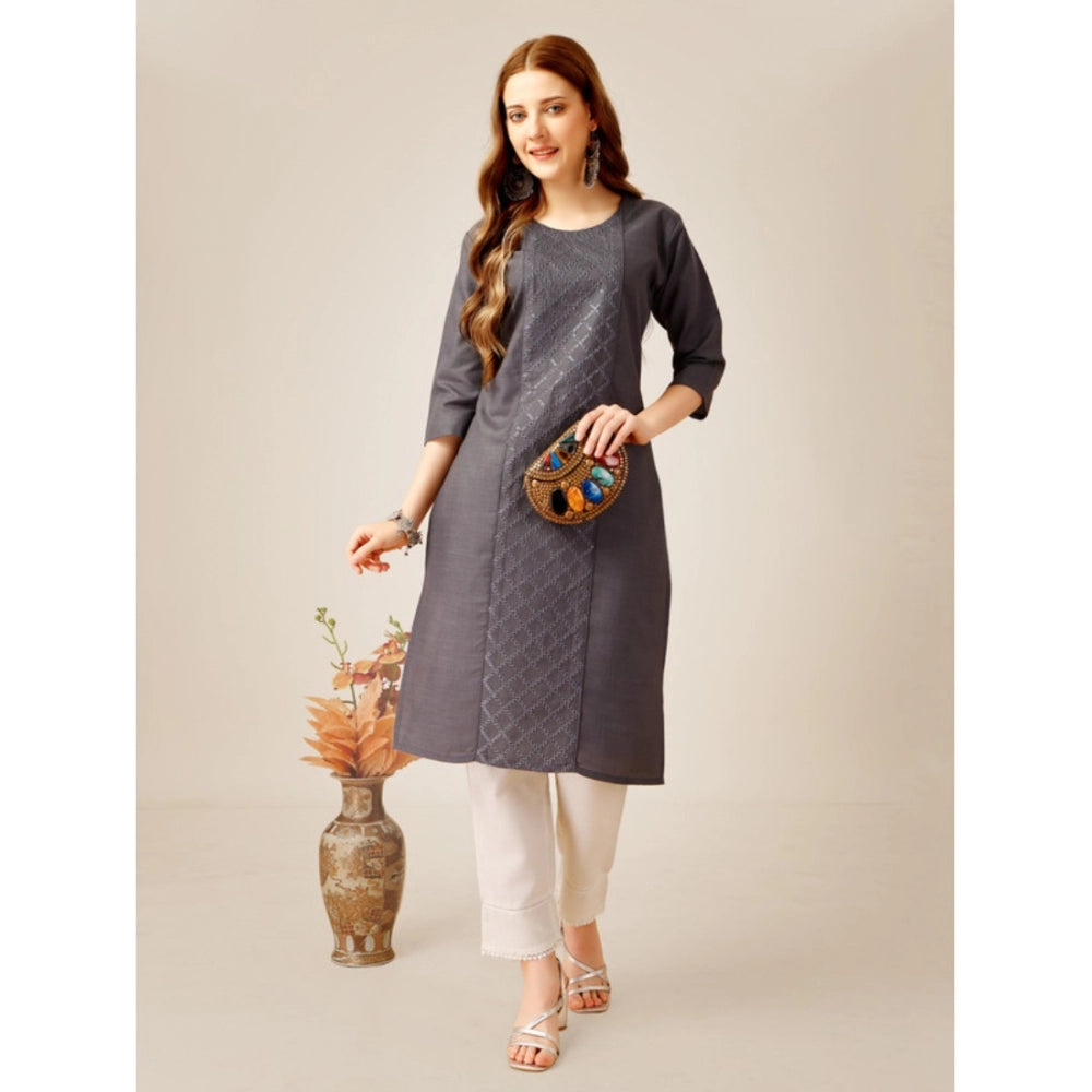 Casual 3-4 th Sleeve Embroidery Cotton Kurti Pant Set