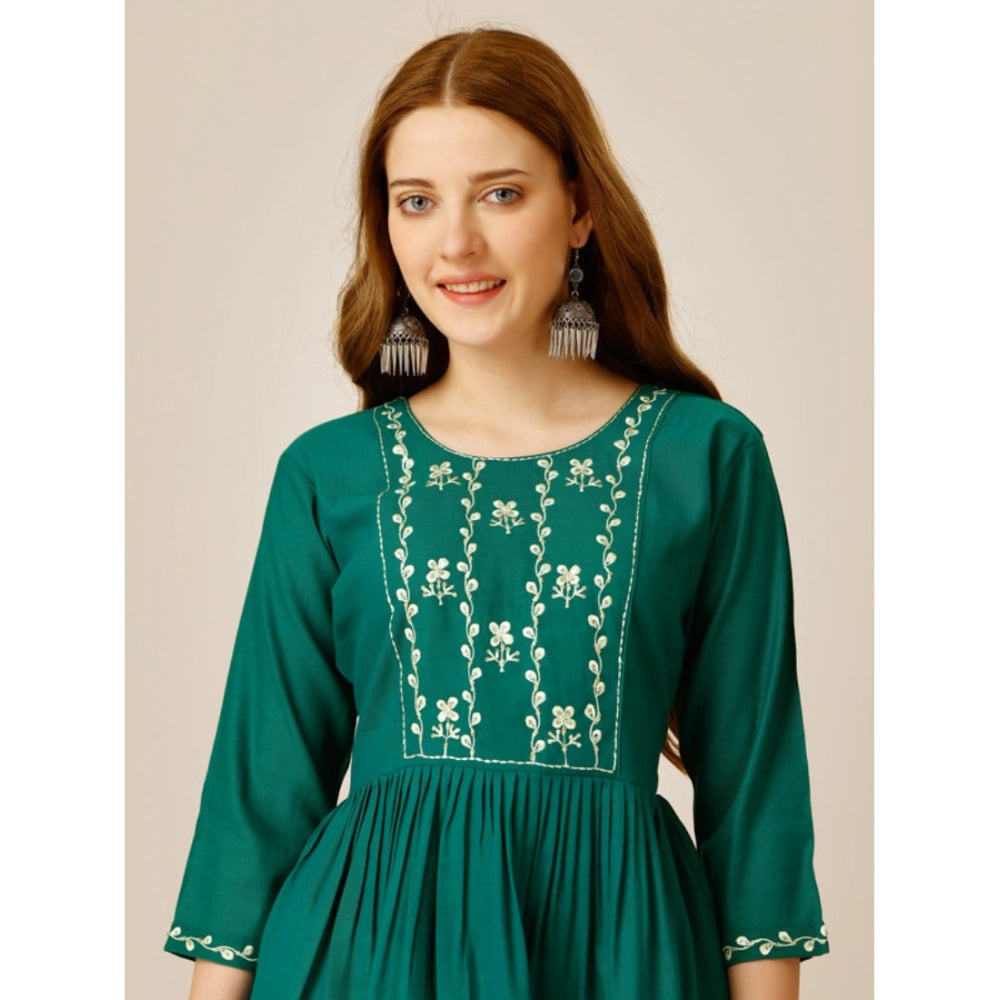 Casual 3-4 th Sleeve Embroidered Rayon Tunic Top