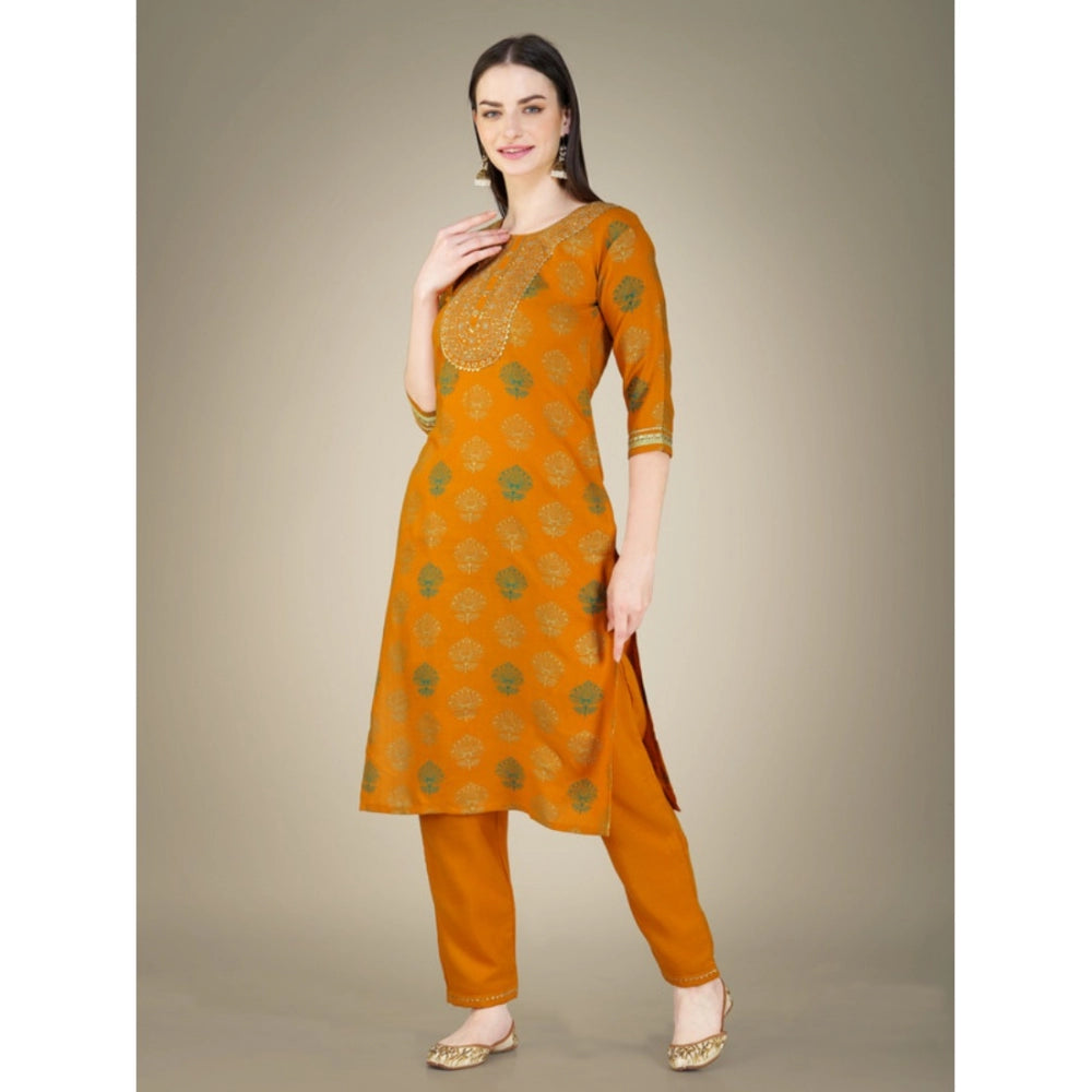 Casual 3-4 th Sleeve Embroidery Cotton Kurti Pant Dupatta Set