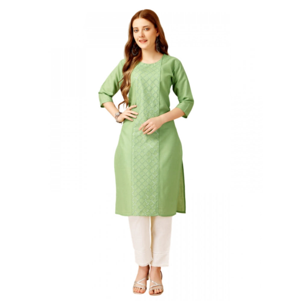 Casual 3-4 th Sleeve Embroidery Cotton Kurti Pant Set