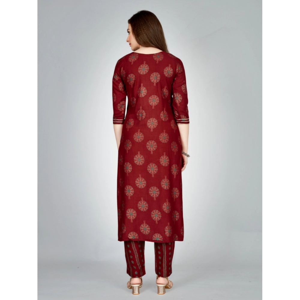 Casual 3-4 th Sleeve Embroidery Rayon Kurti Pant Set