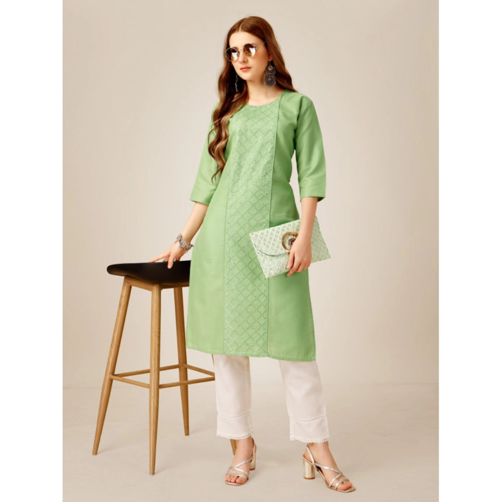 Casual 3-4 th Sleeve Embroidery Cotton Kurti Pant Set