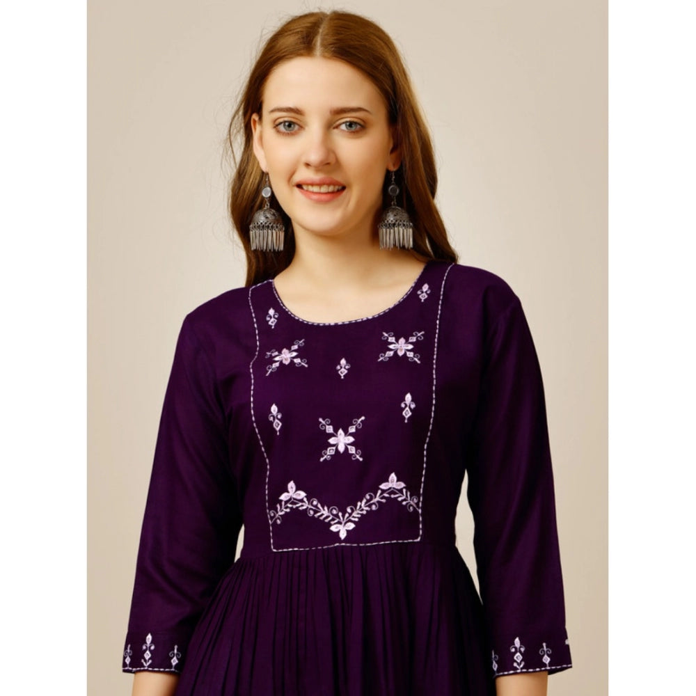 Casual 3-4 th Sleeve Embroidered Rayon Tunic Top