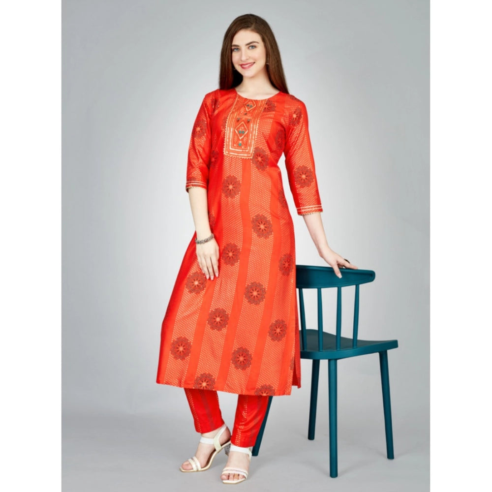 Casual 3-4 th Sleeve Embroidery Rayon Kurti Pant Set