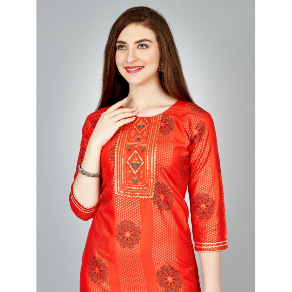 Casual 3-4 th Sleeve Embroidery Rayon Kurti Pant Set