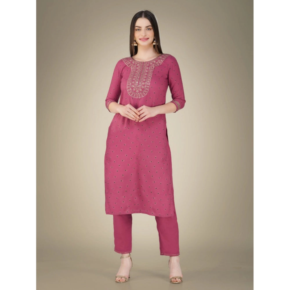 Casual 3-4 th Sleeve Embroidery Cotton Kurti Pant Dupatta Set