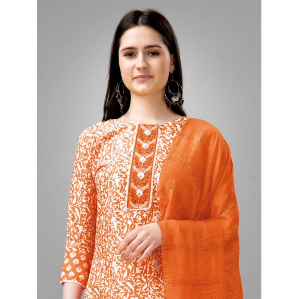 Casual 3-4 th Sleeve Embroidery Rayon Kurti Pant Dupatta Set