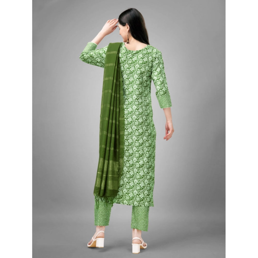 Casual 3-4 th Sleeve Embroidery Rayon Kurti Pant Dupatta Set