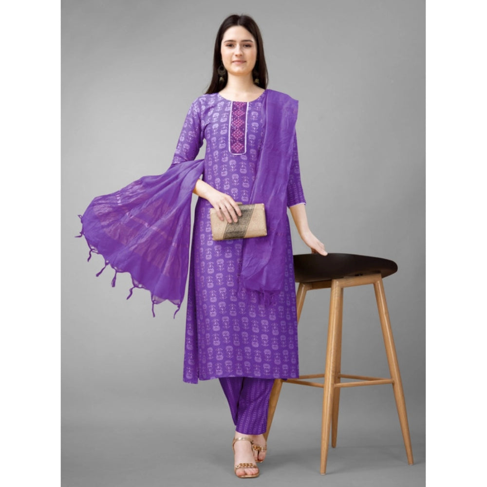 Casual 3-4 th Sleeve Embroidery Rayon Kurti Pant Dupatta Set