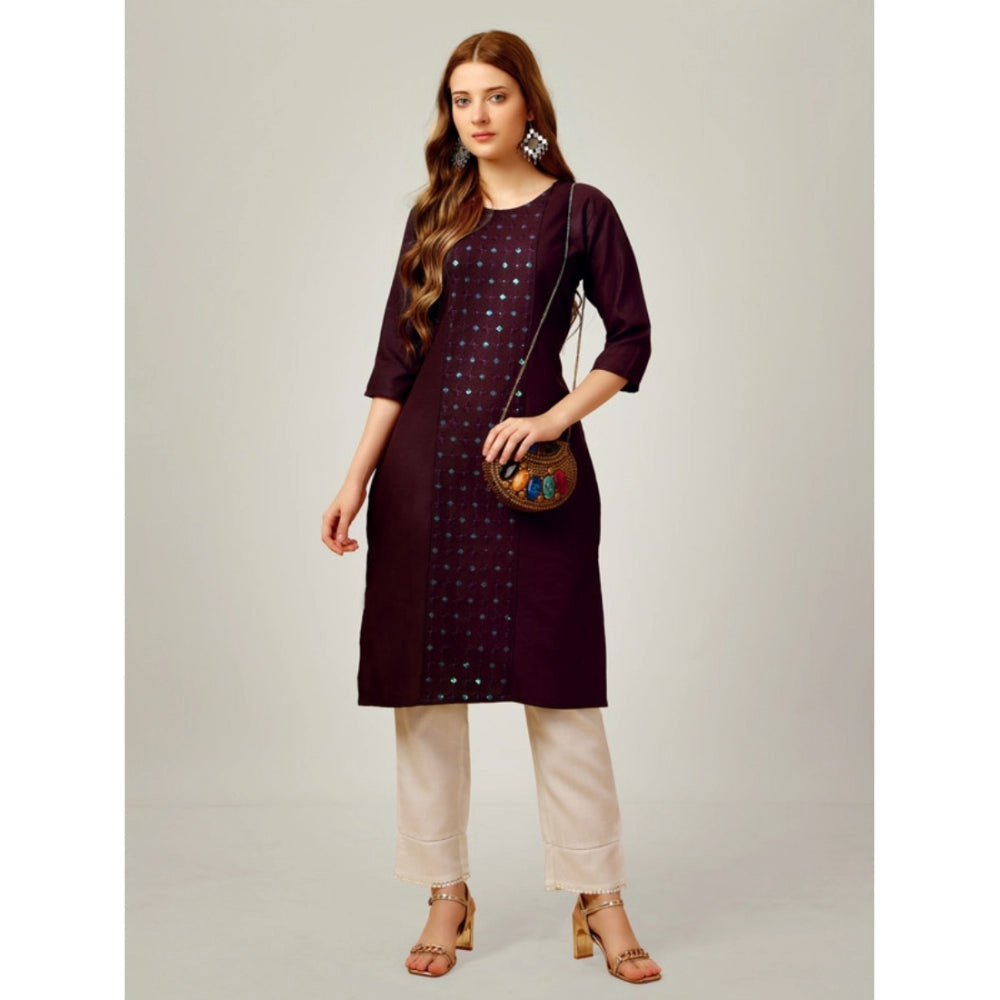 Casual 3-4 th Sleeve Embroidery Cotton Kurti Pant Set