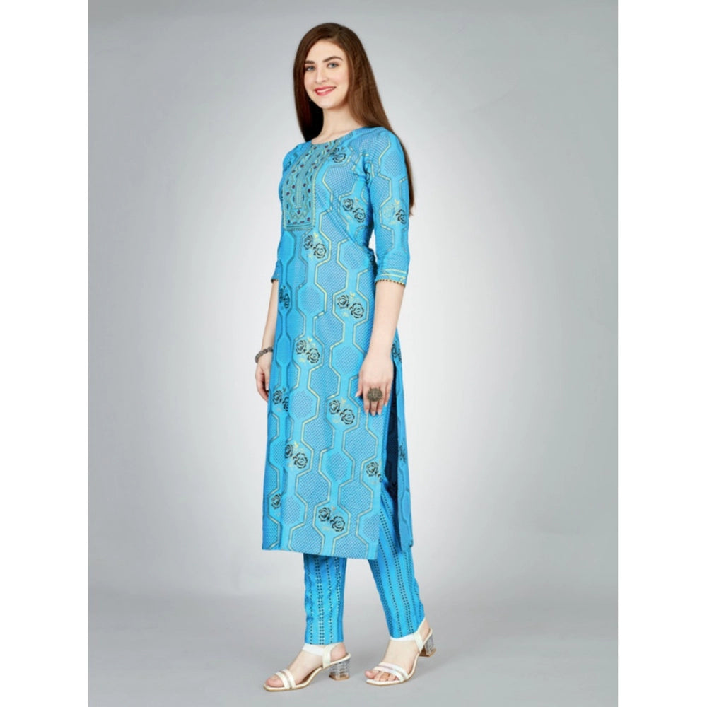 Casual 3-4 th Sleeve Embroidery Rayon Kurti Pant Set