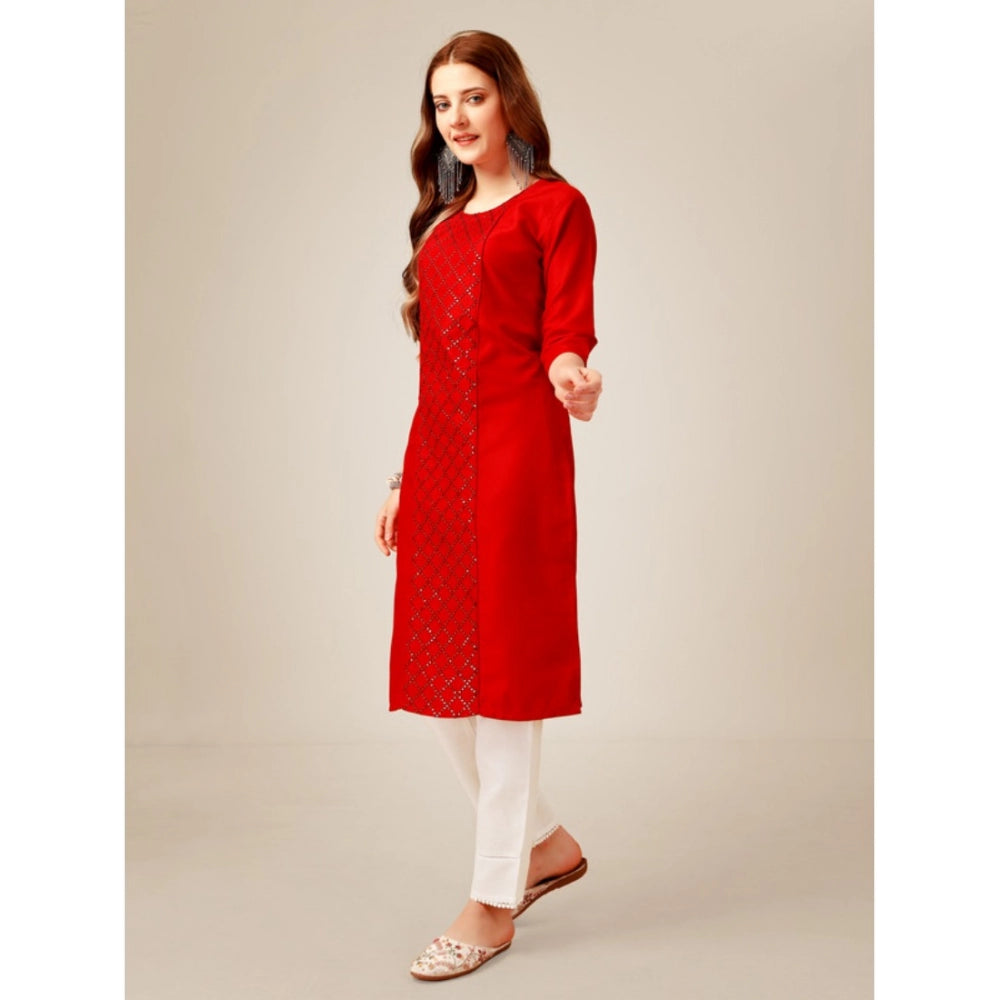 Casual 3-4 th Sleeve Embroidery Cotton Kurti Pant Set