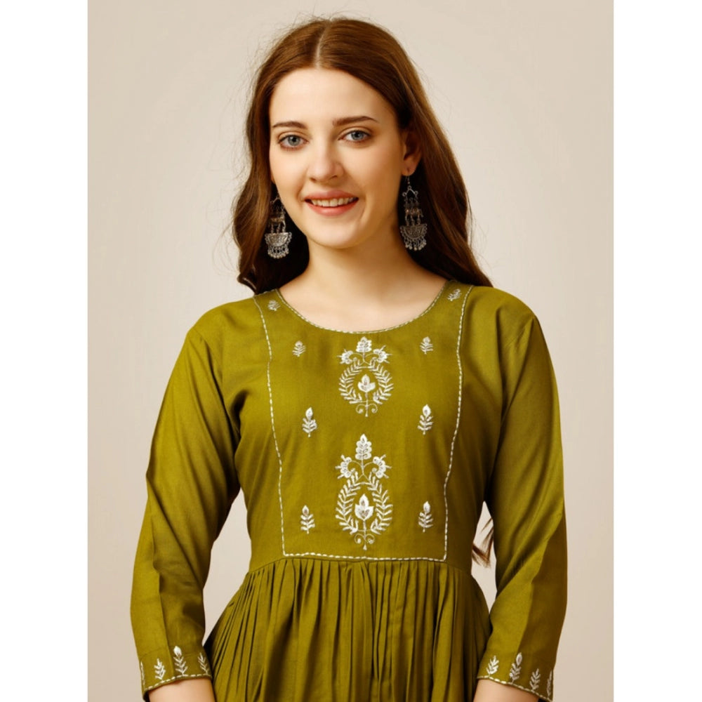 Casual 3-4 th Sleeve Embroidered Rayon Tunic Top