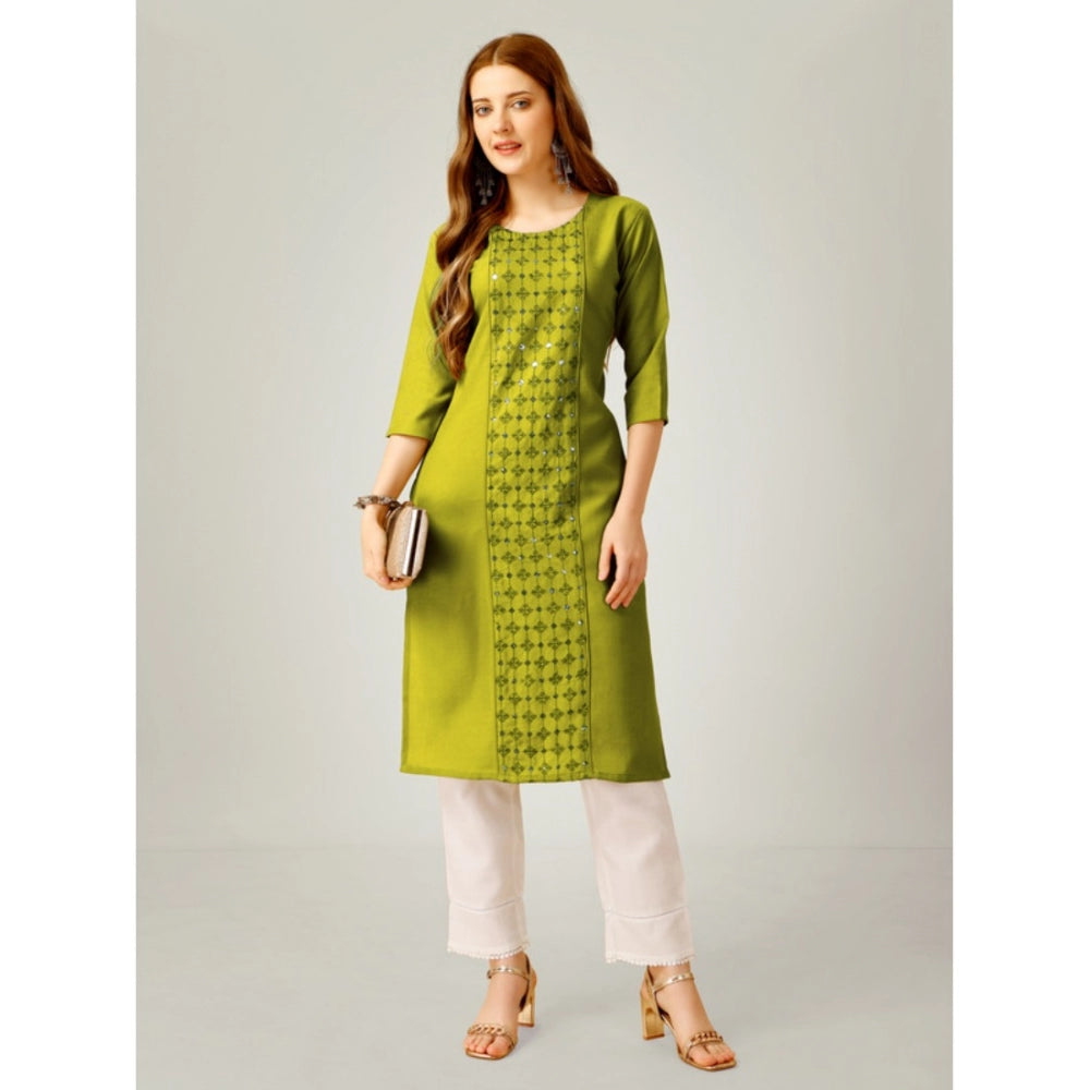 Casual 3-4 th Sleeve Embroidery Cotton Kurti Pant Set