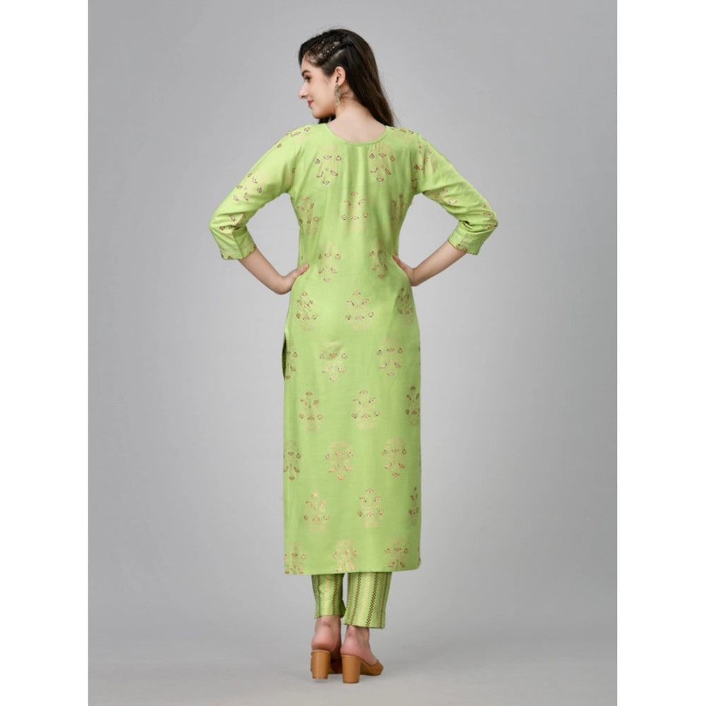 Casual 3-4 th Sleeve Embroidery Rayon Kurti Pant Set