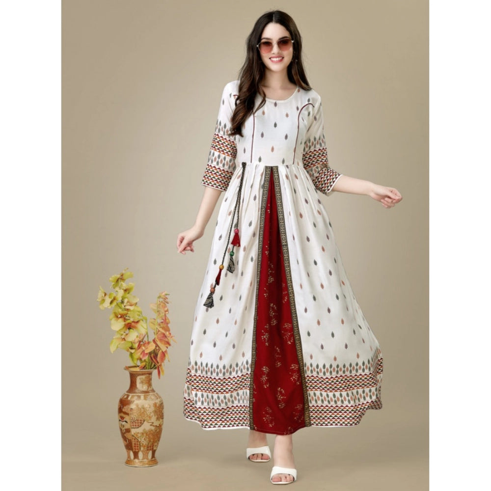 Casual 3-4 th Sleeve Printed Rayon Gown