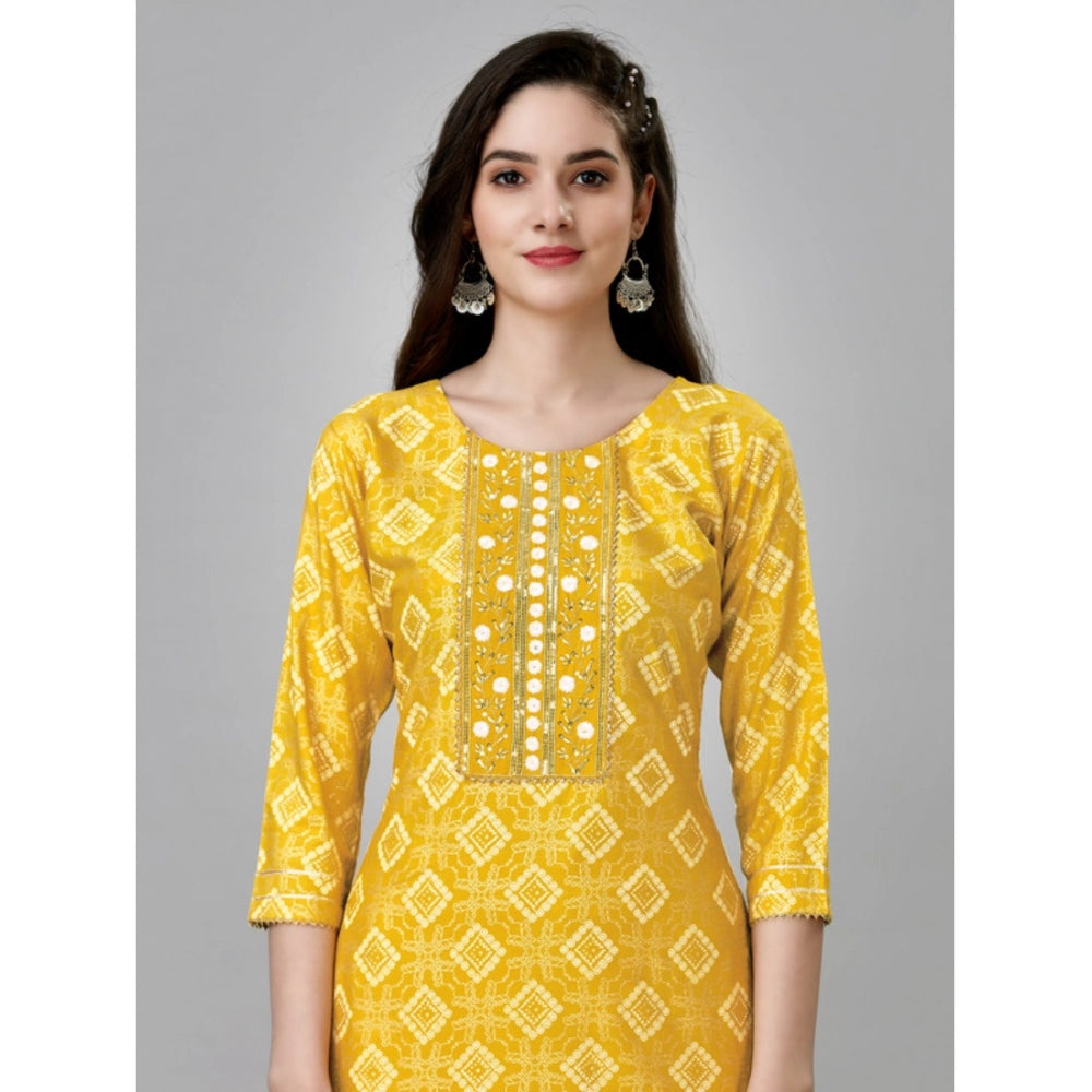 Casual 3-4 th Sleeve Embroidery Rayon Kurti Pant Set