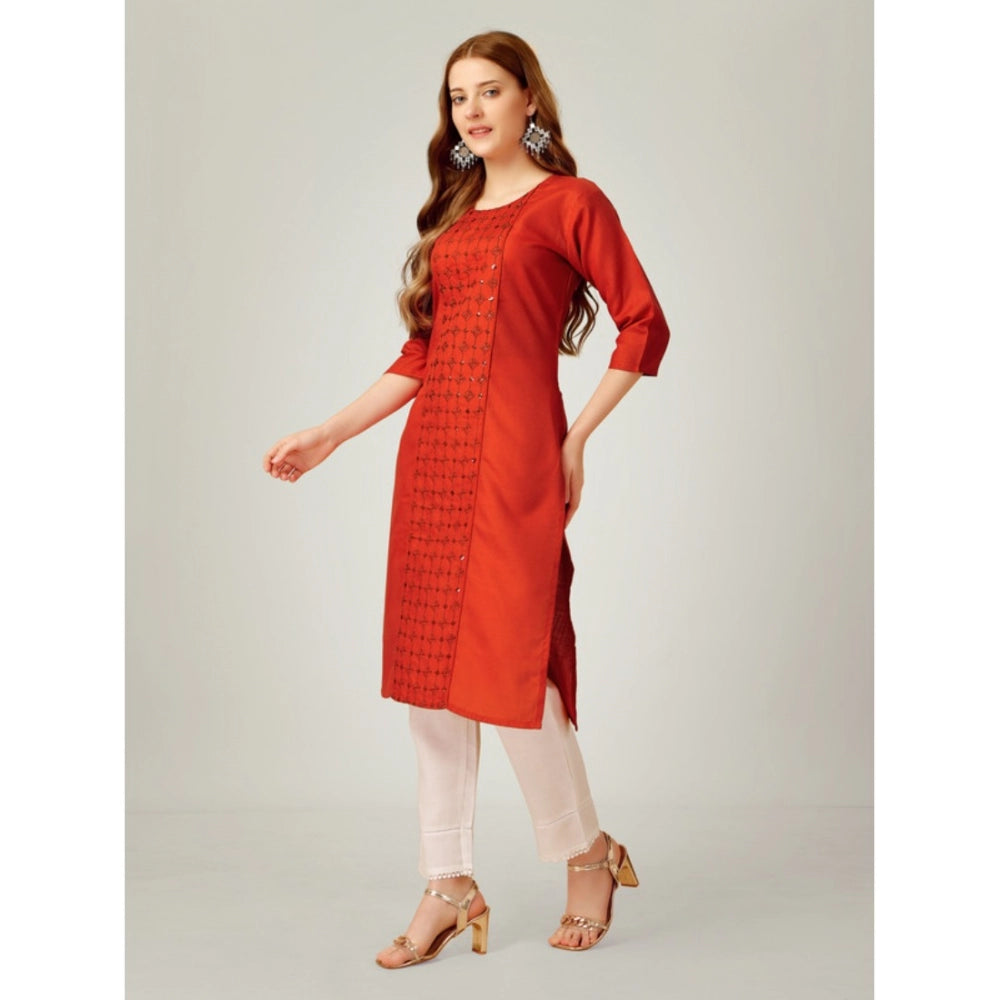 Casual 3-4 th Sleeve Embroidery Cotton Kurti Pant Set