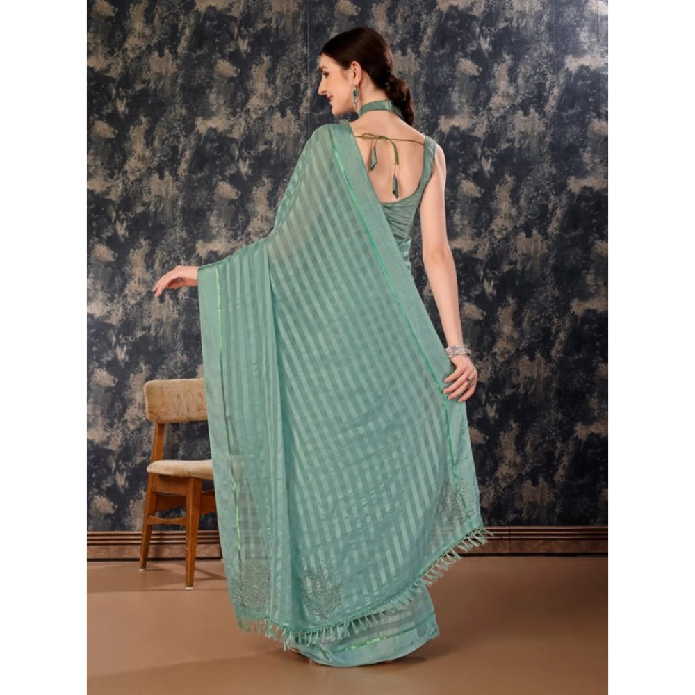 Chiffon Fabric Line Saree With Unstitched Blouse