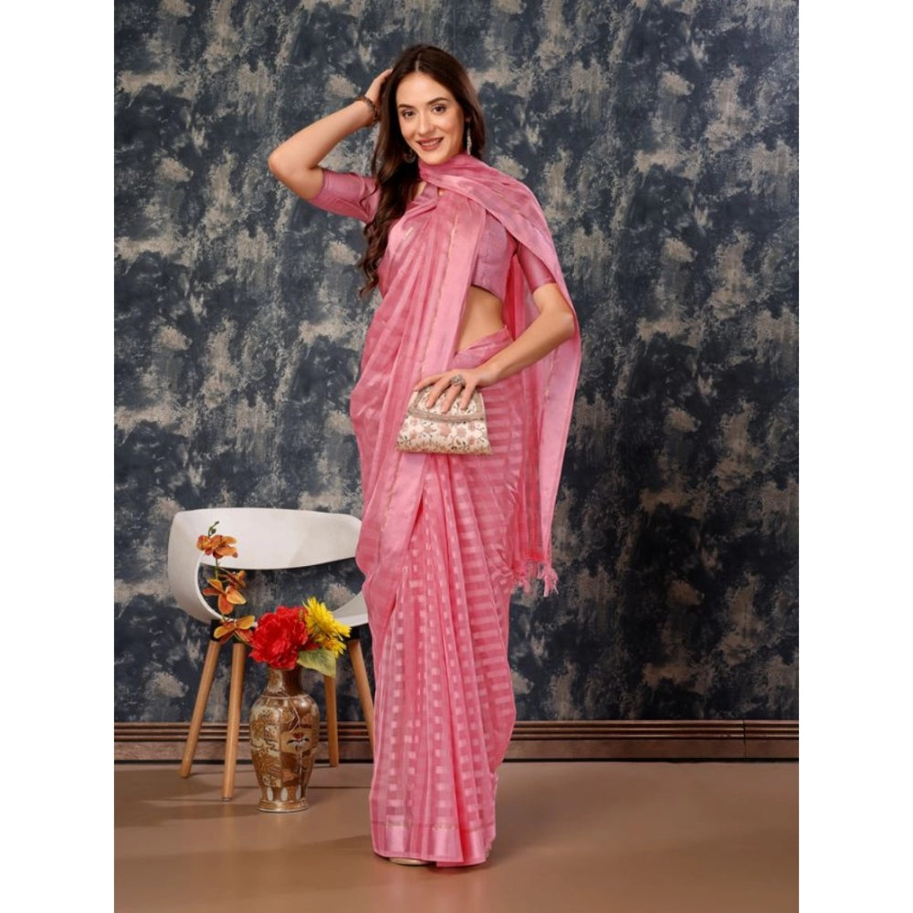 Chiffon Fabric Line Saree With Unstitched Blouse