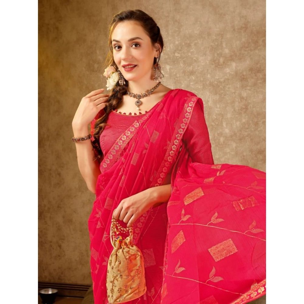 Zomto Patta Chiffon Saree With Unstitched Blouse