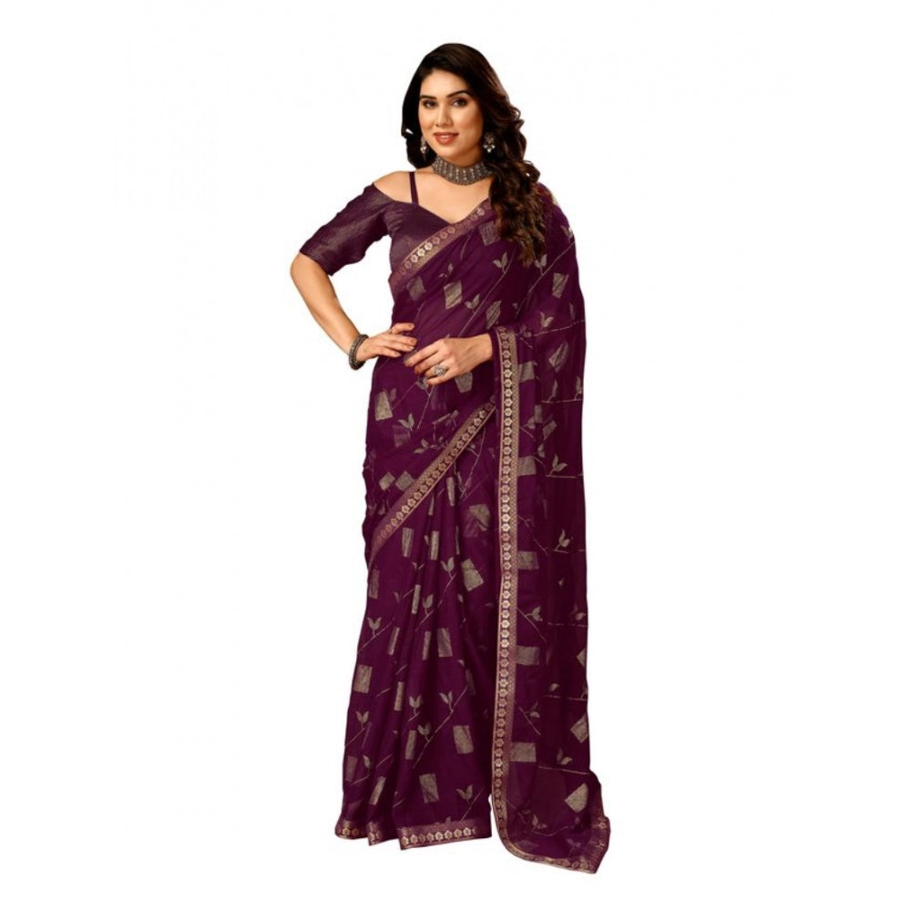 Zomto Patta Chiffon Saree With Unstitched Blouse