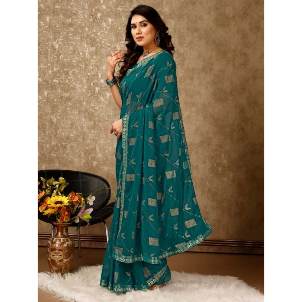 Zomto Patta Chiffon Saree With Unstitched Blouse