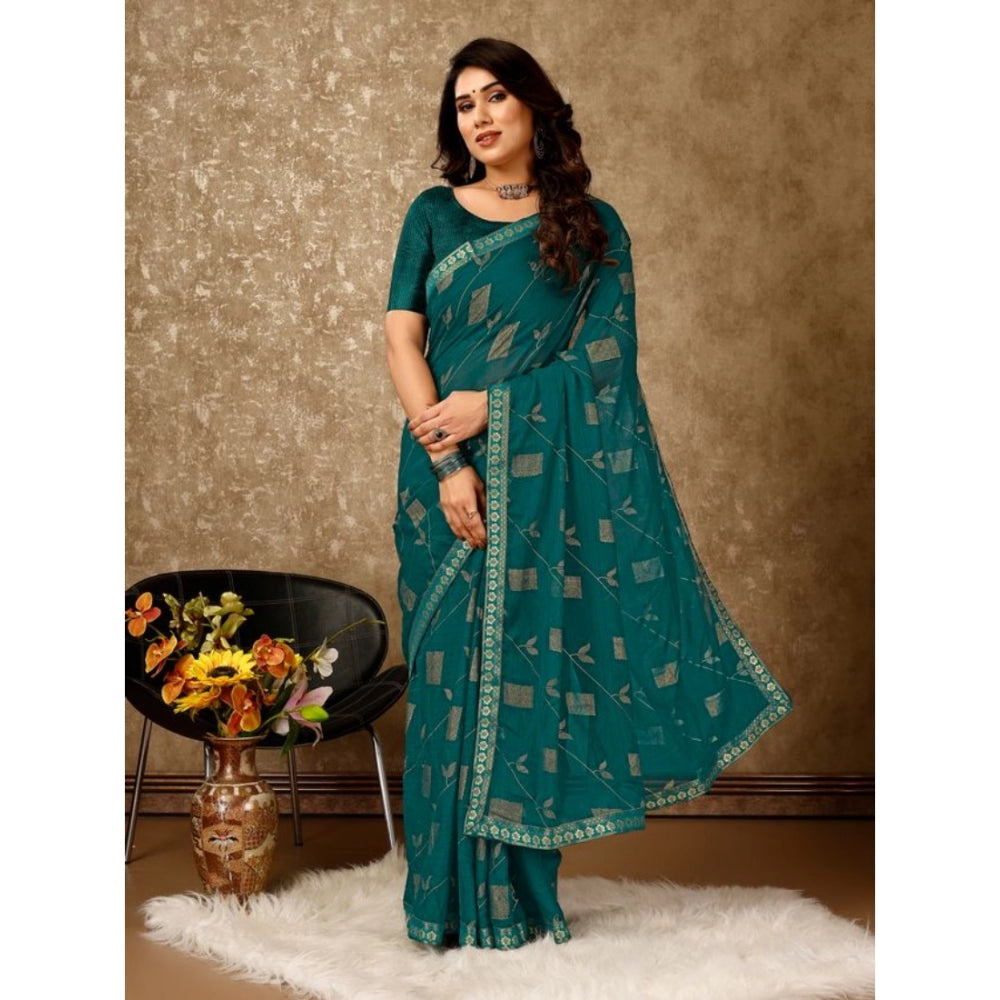 Zomto Patta Chiffon Saree With Unstitched Blouse