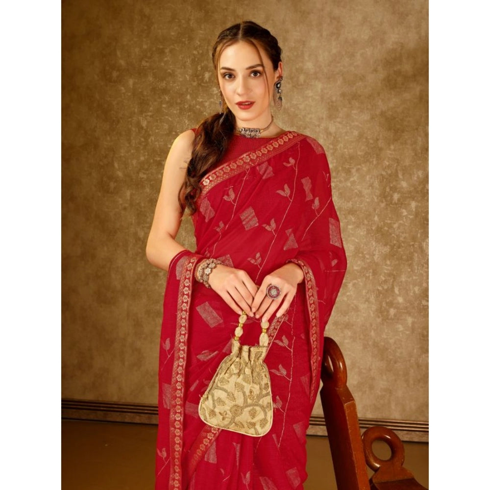 Zomto Patta Chiffon Saree With Unstitched Blouse