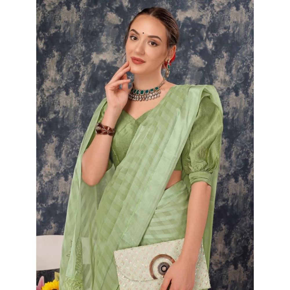 Chiffon Fabric Line Saree With Unstitched Blouse