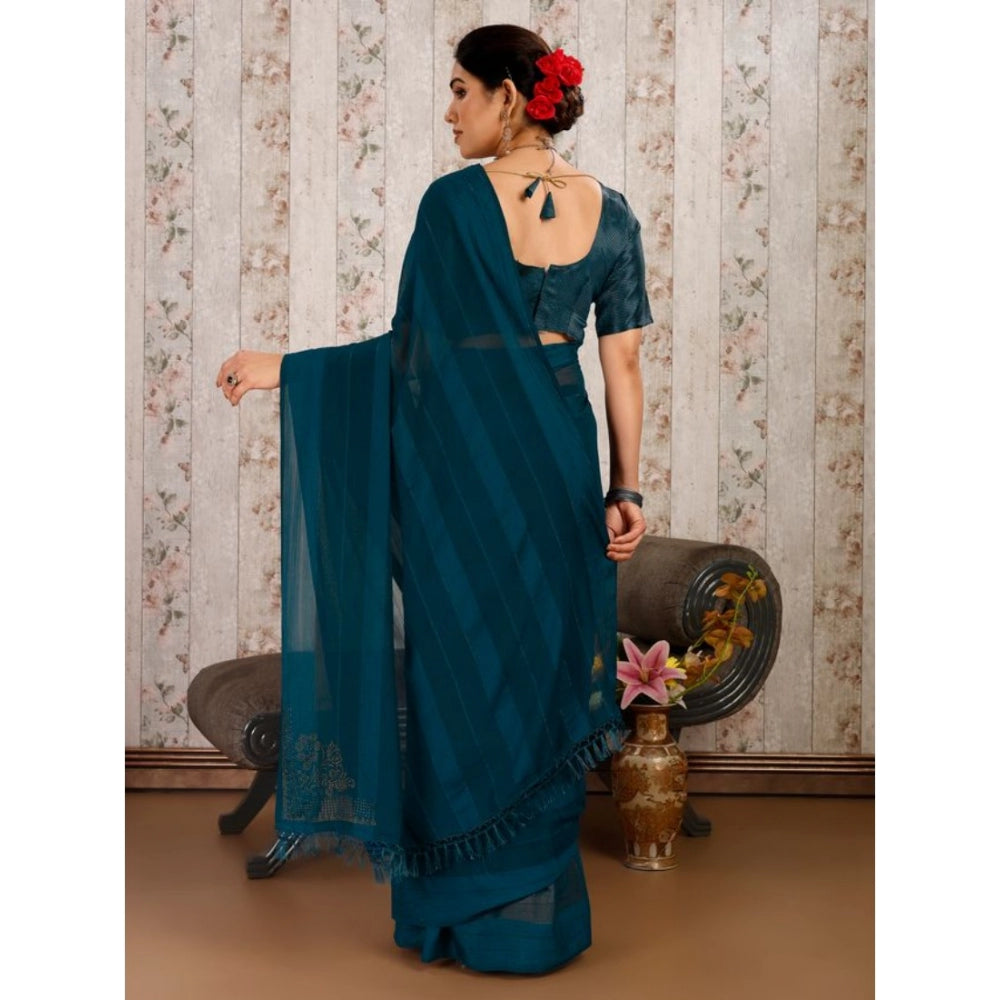 Chiffon Fabric Line Saree With Unstitched Blouse