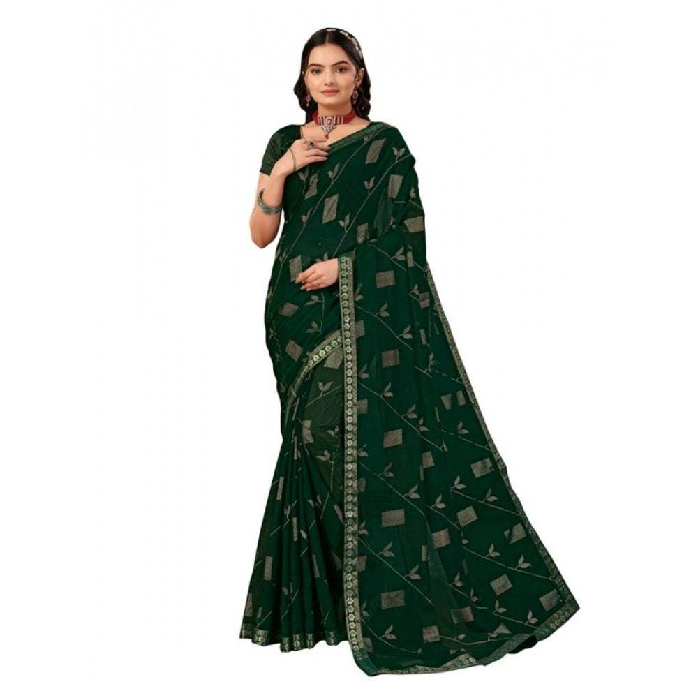 Zomto Patta Chiffon Saree With Unstitched Blouse